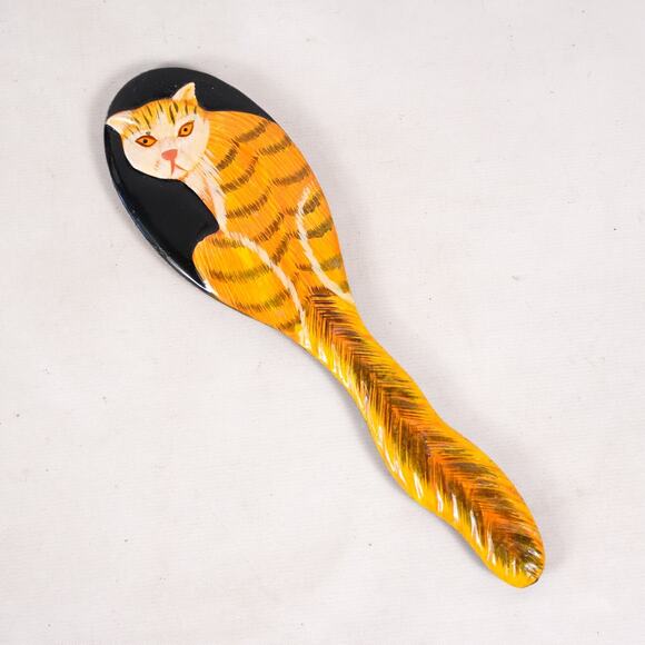 Hand Painted Kitty Cat Beauty Hand Mirror Feline Kitten Art Decor Decoration - Picture 1 of 8